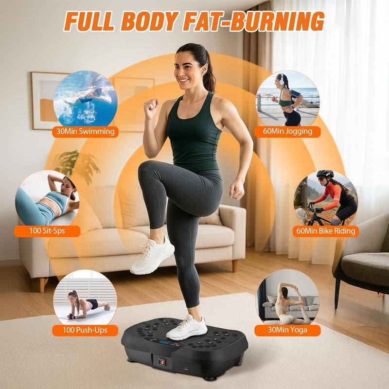 ALSO GO Vibration Plate Exercise Machine, 6 Workout Modes & 120-Level Vibration Platform for Weight Loss/Lymphatic Drainage, 400lbs Capacity Vibration Board with Resistance Bands for Full Body Workout - Image 2